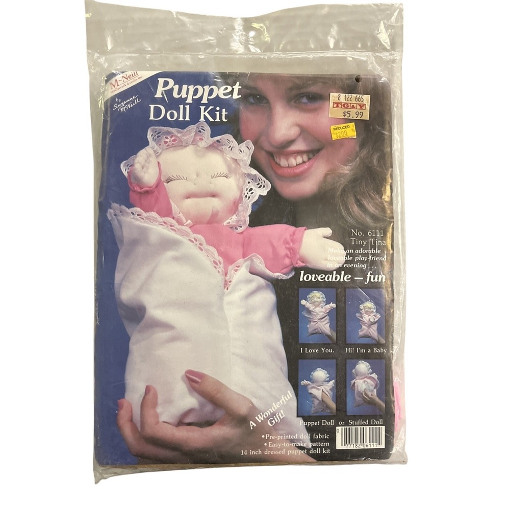 Vintage McNeill Puppet Doll Kit No 61111 Tiny Tina Craft Doll Puppet Kit 1984